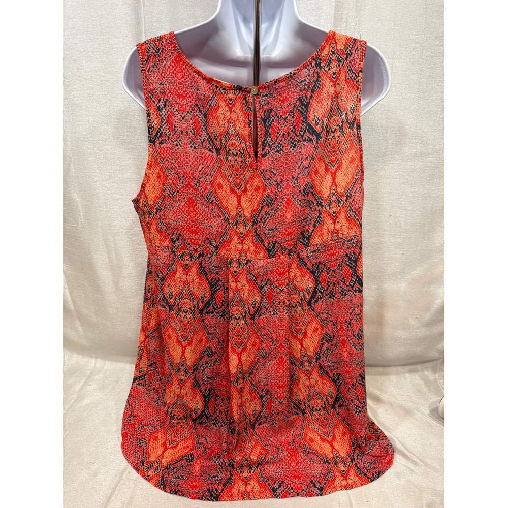 Everleigh Womens Orange Red Snakeskin Print Sleeveless Tank Top Blouse Large L - Picture 3 of 5